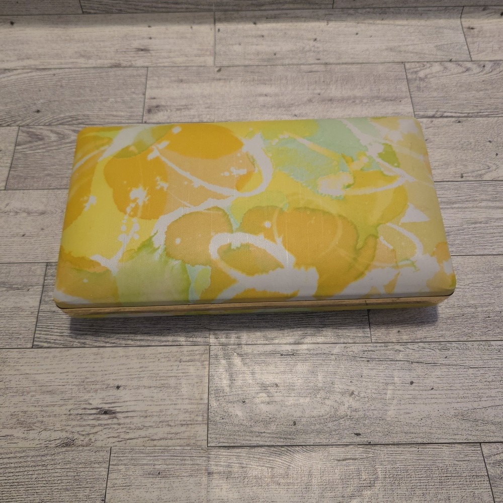 Mele Clamshell Hard Case Floral 1970's Travel Jewelry Box Vintage